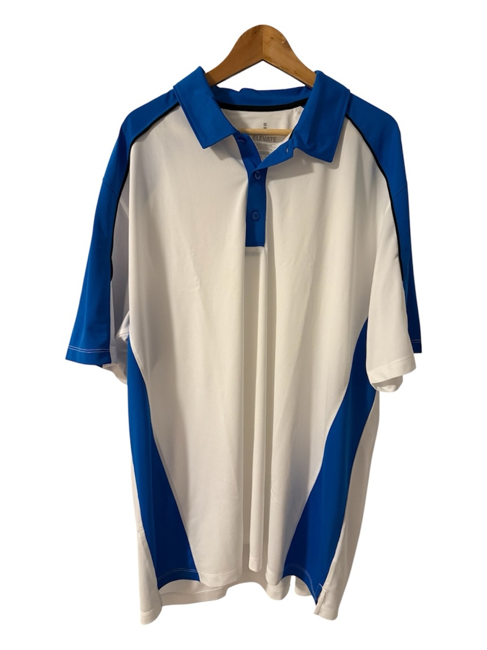 Elevate Men’s Performance Polo Shirt Blue White Color Block 3XL Moisture Wicking